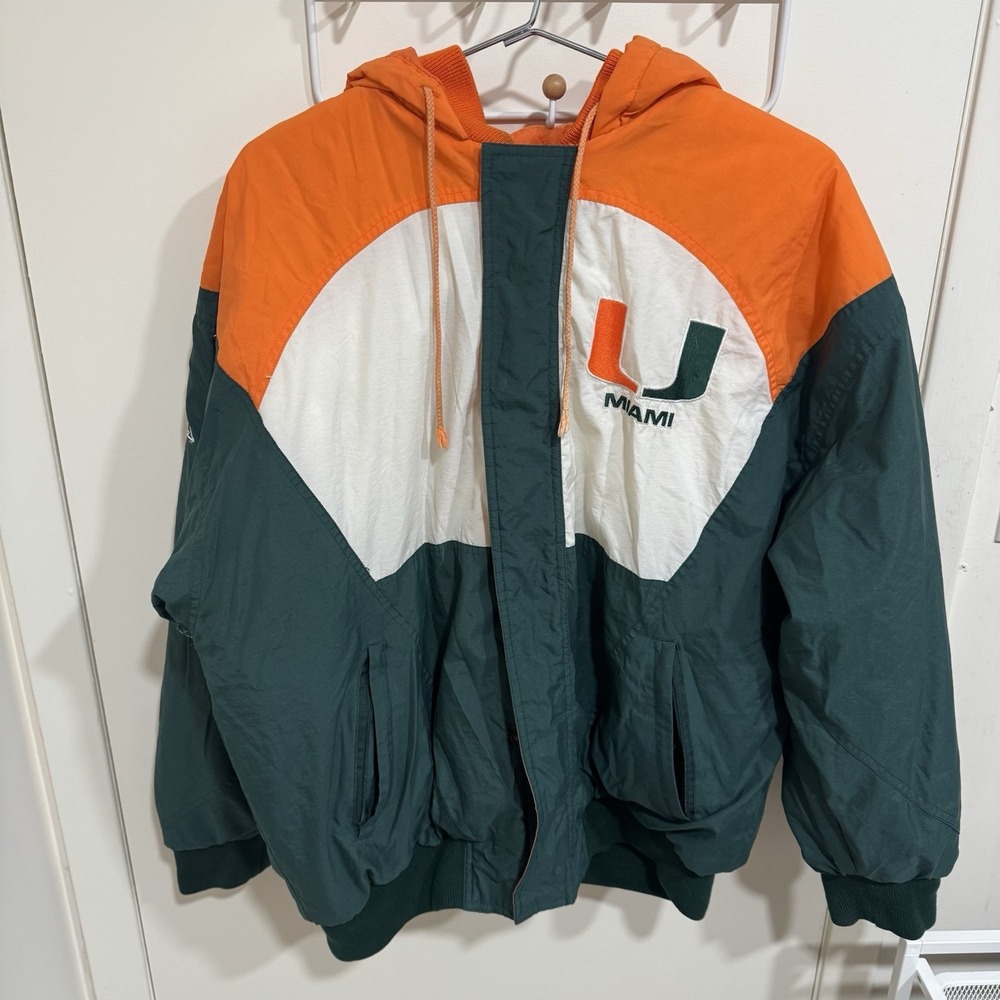 Vintage 90s University Of Miami Hurricanes Apex One Full Zip Jacket Mens Size L